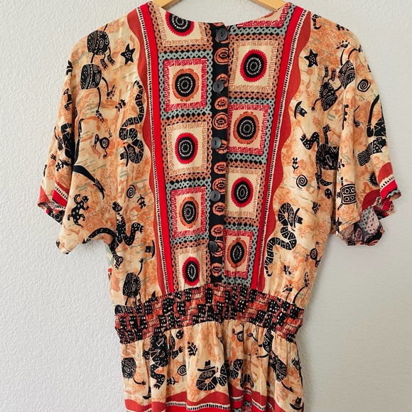 Vintage 90s wacky southwestern desert snakes coyotes funky boho jumpsuit sz M - Picture 14 of 14
